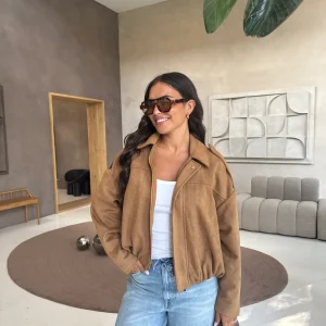 Bomber MELANY effet daim camel (8788)