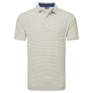 Footjoy polo en fil d'écosse imprimé Rayure blanc Navy gris jaune