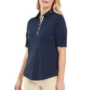 Footjoy polo femme 1/2 manches froncées Navy